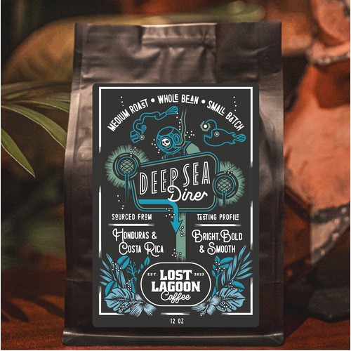 Retro Diner Style Coffee Label for Lost Lagoon