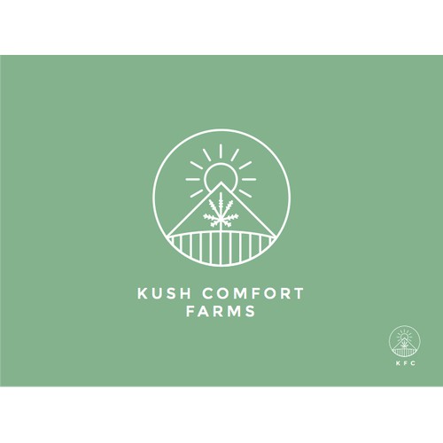 Creatively design the intitals KCF, for Kush Comfort Farms, a WA state legal marijuana business