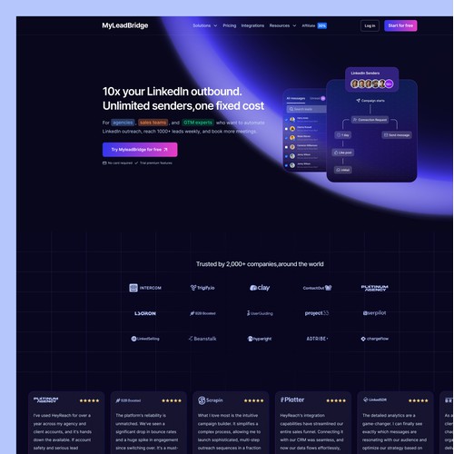 LinkedIn Outbound Automation Software Landing Page