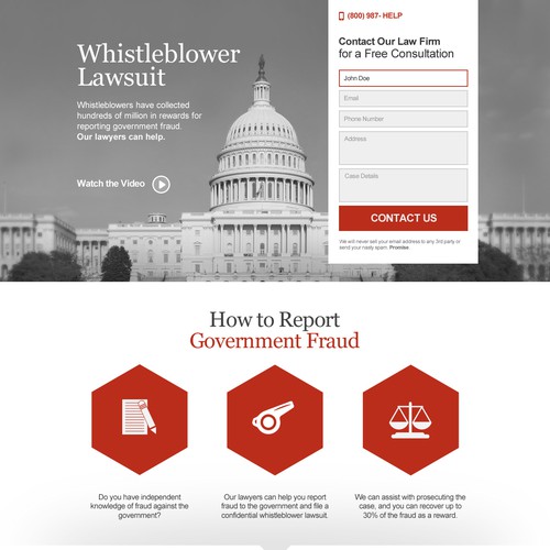 Landing page for GovernmentFraudReward