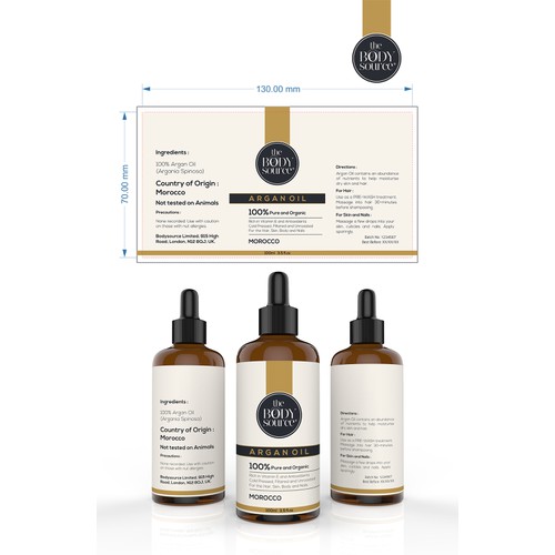 CLEAN and MINIMAL Label for a LUXURIOUS Cosmetics Bottle.