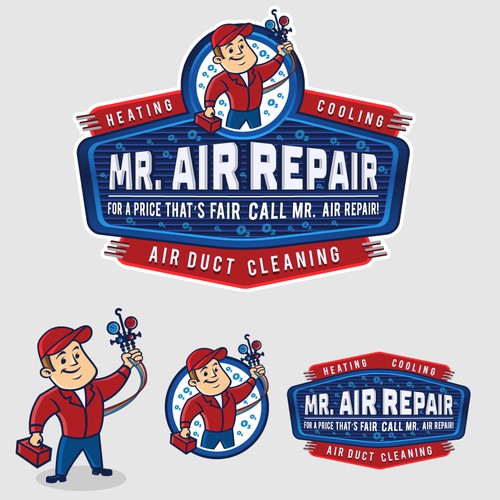 Mr. Air Repair Logo and Mascot Design