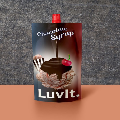 Chocolate Syrup spout pouch label 
