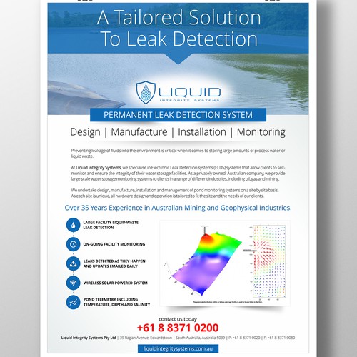 design a poster for liquid integrity systems a unique large facitiy liquid waste detection system