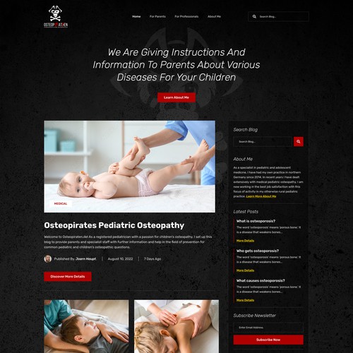 Osteopathy Blog Landing Page Design
