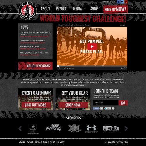 Website For Elite Race Series. A mud and obstacle race