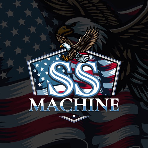 SS Machine — Vintage American Emblem with Bold Eagle Energy