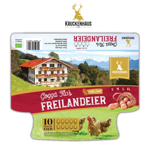 Egg carton label Design for Tyrolean mountain farm