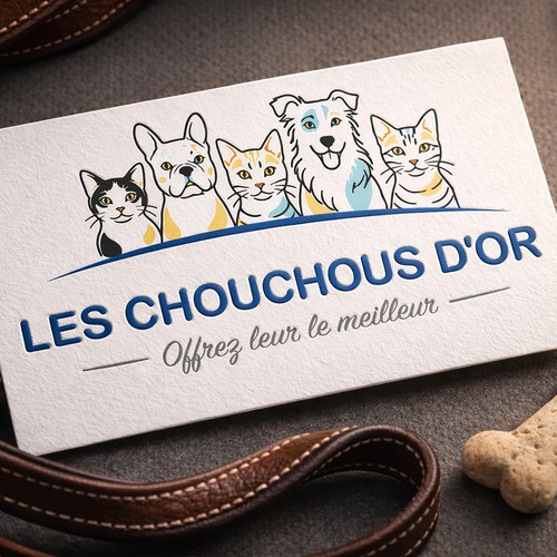 Friendly multi-pet mark — illustrative pet care logo