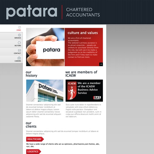 Create the next website design for patara