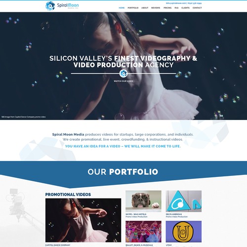 Create an imaginative, elegant, BOLD website for Spiral Moon Media