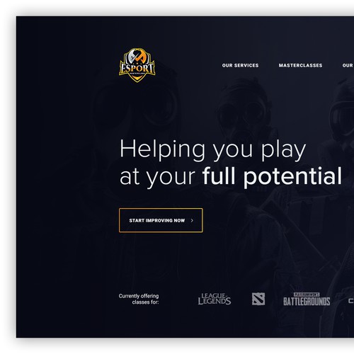 Fullscreen landing for Esports Masterclass