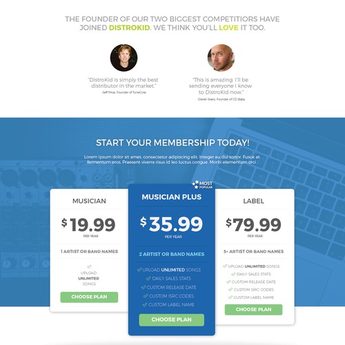 Concept for a new DistroKid Website Page