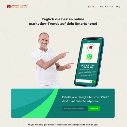 Landingpage for Whatsapp-Newsletter Optin