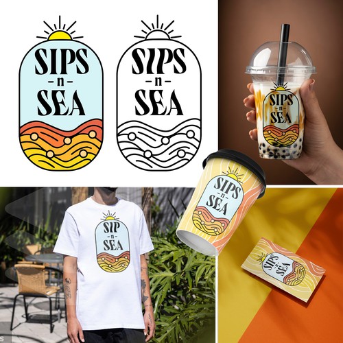 Logo and branding design to "Sips -n- Sea cafe"