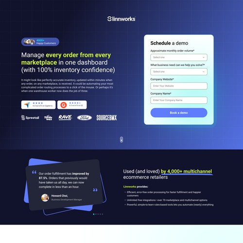 Linnworks  - Design an exciting SaaS landing page from a wireframe
