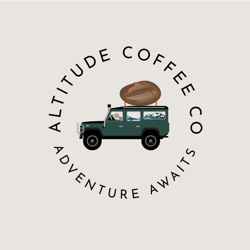 Logo for Coffee Co, out of a converted Land Rover