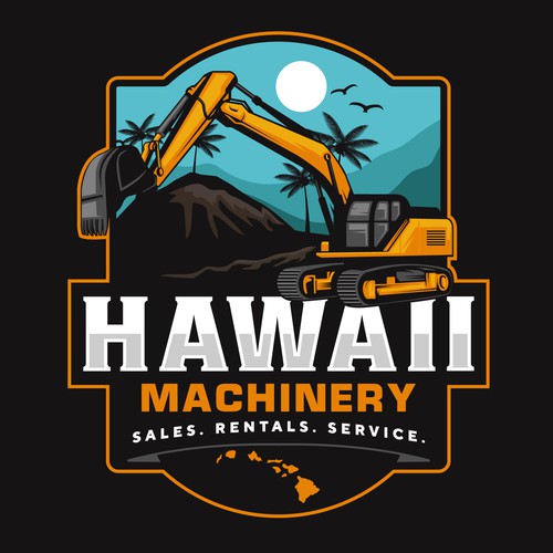 Logo design concept for an equipment rental company located at Hawaii.
