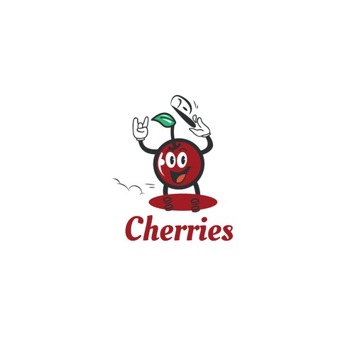 Cherry mascot skating