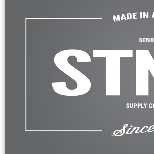 Create a logo with the empire state building and the word "STNLY" or "STNLY Supply Co" for clothing