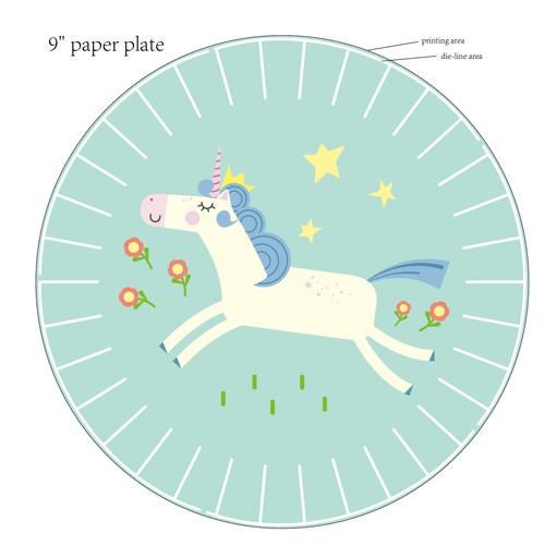 Design pretty Unicorn girls partyware