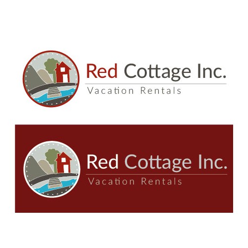 Simple Illustrated Logo in Red for Red Cottage Inc