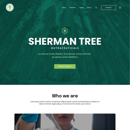 Clean website design for science company