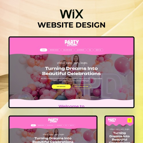 WIX website for Balloon & Wedding Decoration in Perrysburg, Ohio, United States