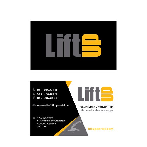 Business card for a lift company