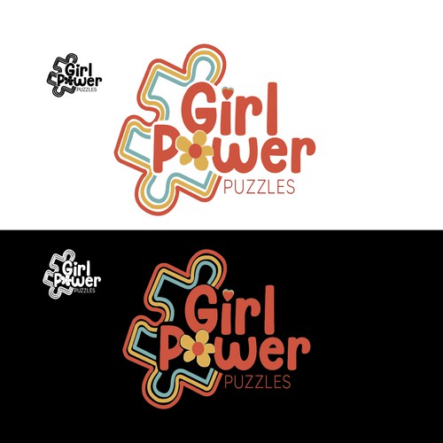 Hip and Groovy Feminine Puzzle Logo