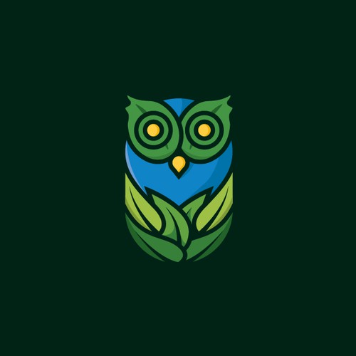 Flat Thick Line Art Owl Logo 