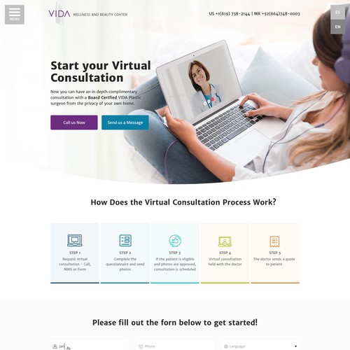 Landing Page design for Virtual Consultation