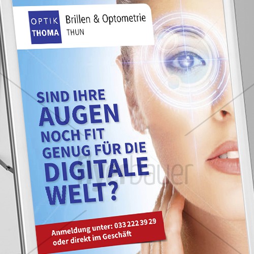 Plakat für digitalen Sehstres-Test