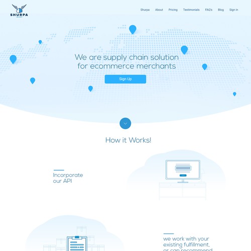 Landing page for a logistics company. 