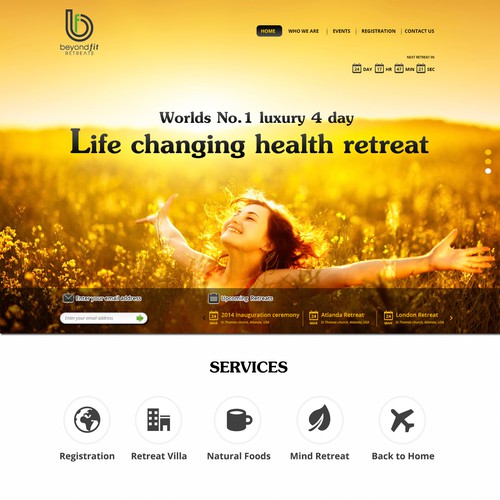 Create a winning website for the worlds No1 luxury 4 day life changing  health retreat website.
