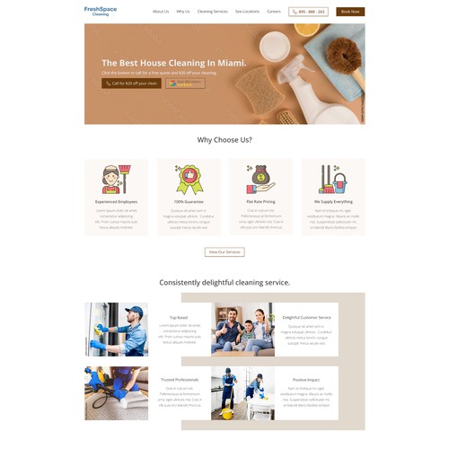 Homepage for premium house cleaning company