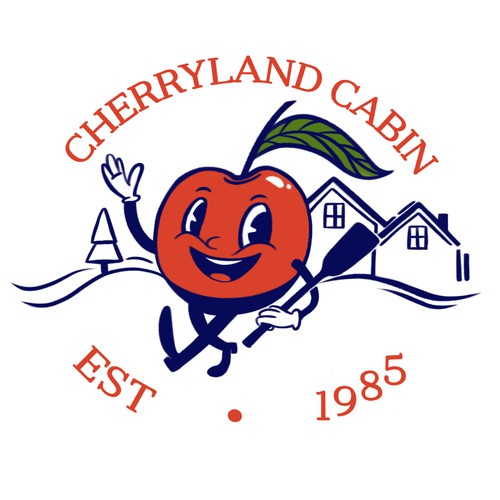 Cherryland cabin logo in 80s style