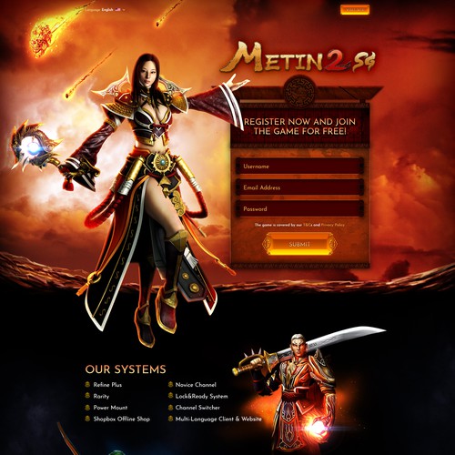Landing Page for the MMORPG Metin 2 