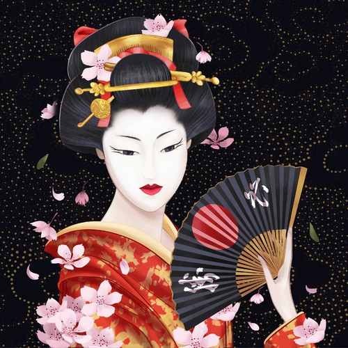 Japanese geisha illustration