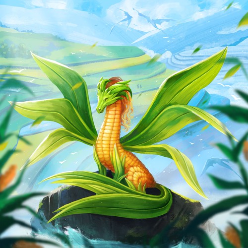 Corn dragon illustration concept
