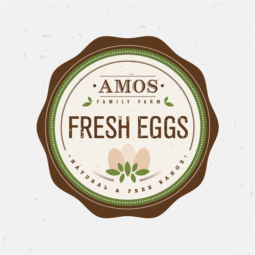 Egg carton label for Amos Family Farm
