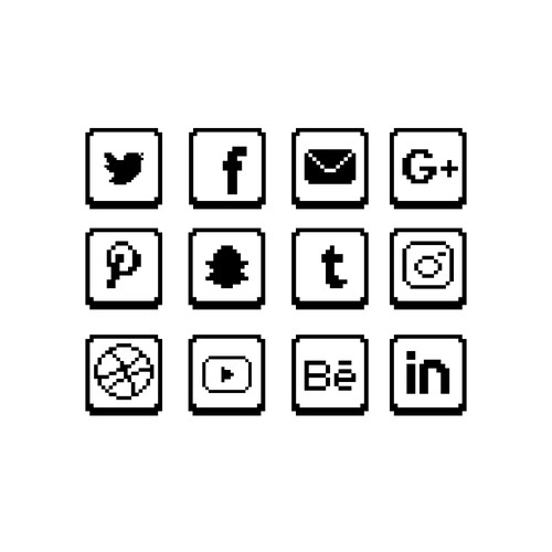 Black and White Pixel Icons