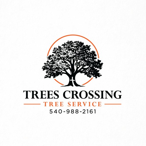 Natural Oak Tree Cross Logo