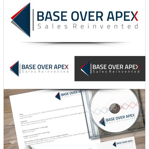 Create an iconic design for a New Innovative Professional Sales Training Company, Base Over Apex!