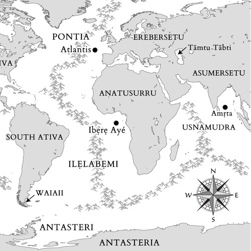 Fantasy map of Earth's sea floor for ebook