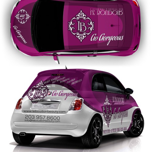 Luxurious car wrap for mobile beauty services