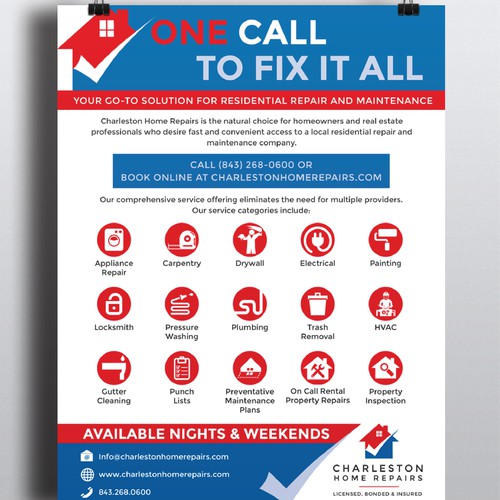 Create a stylish marketing flyer for a new home repair company