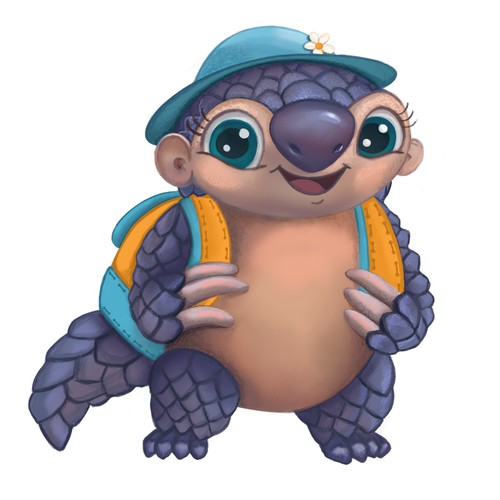 Female pangolin character illustration