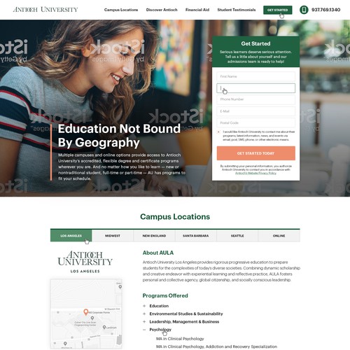 Interactive Landing Page for a Private University