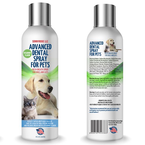 Label design for dental spray